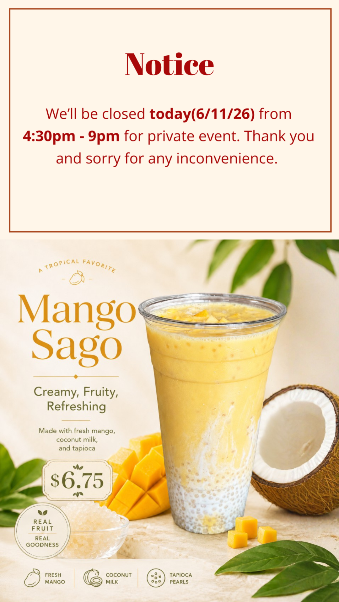 Restaurant Event Notice