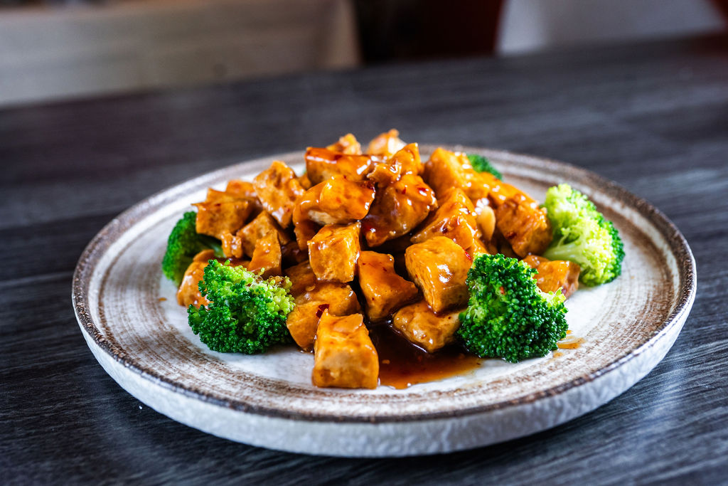 General Tso's tofu with broccoli and spicy sauce at Origami Asian Fusion Exton, an Asian Fusion Restaurant in Exton