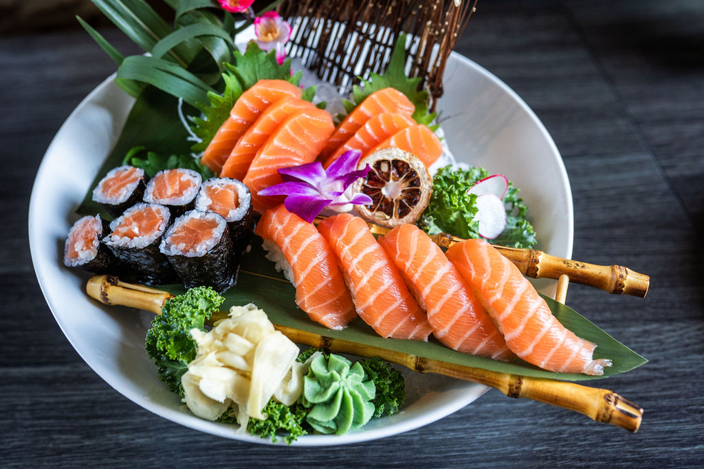 Salmon lover platter with sashimi and maki at Origami Asian Fusion Exton, an Asian Fusion Restaurant in Exton