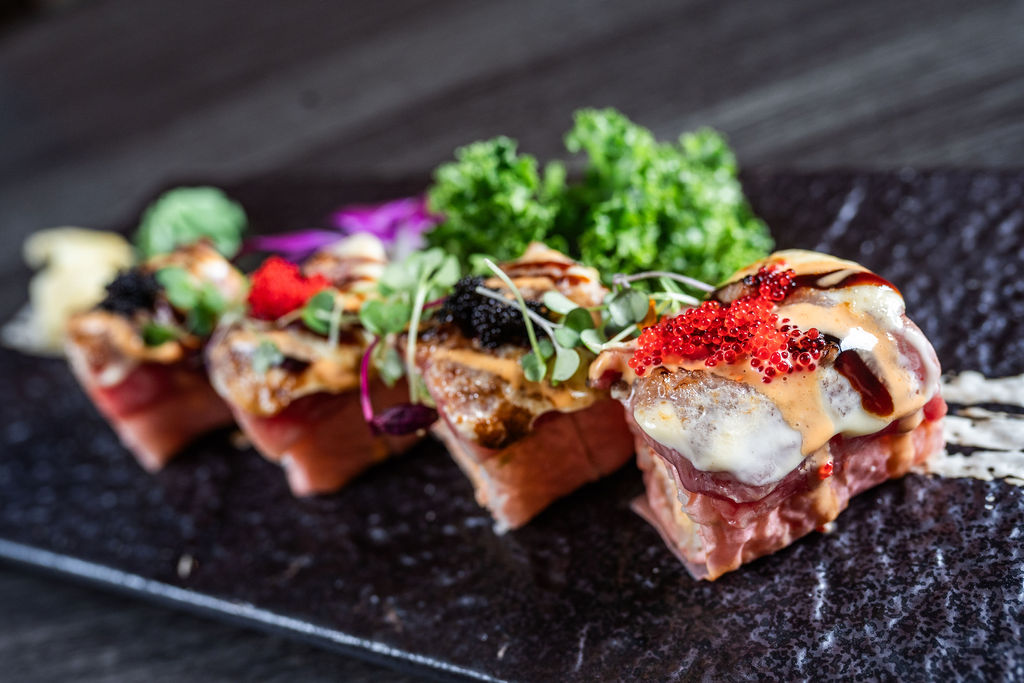 Signature tuna sushi with caviar and creamy sauce at Origami Asian Fusion Exton, an Asian Fusion Restaurant in Exton