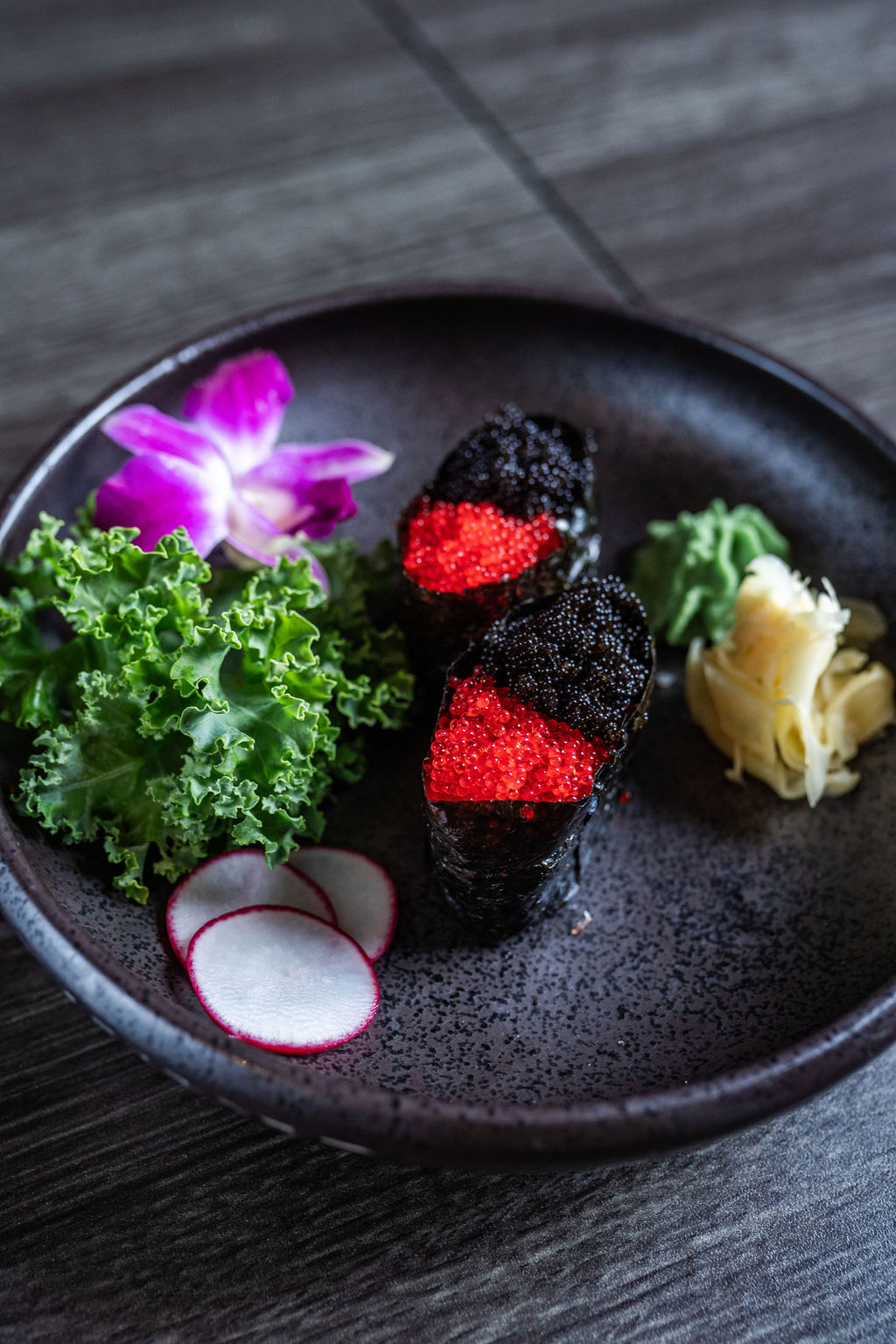 Tobiko and black caviar gunkan maki sushi at Origami Asian Fusion Exton, an Asian Fusion Restaurant in Exton