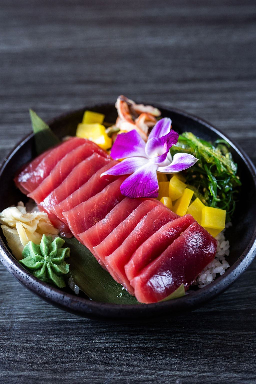 Fresh tuna donburi rice bowl with sashimi at Origami Asian Fusion Exton, an Asian Fusion Restaurant in Exton