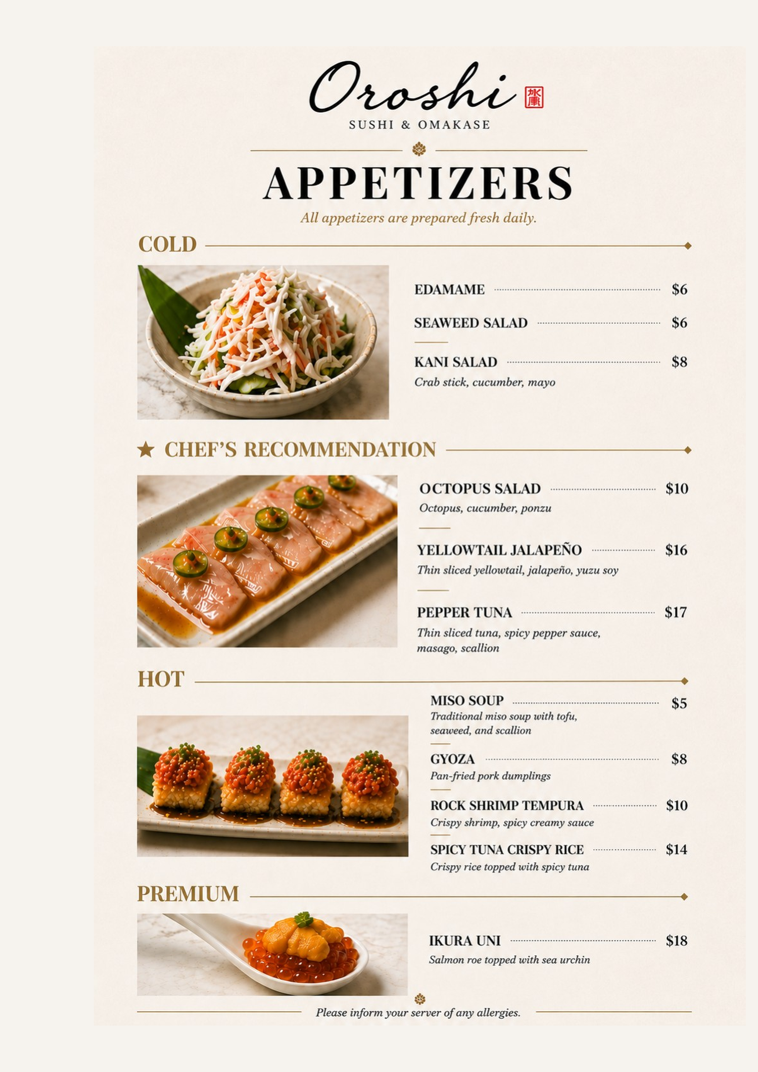 Restaurant menu 2, detailed description provided below