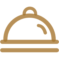 Brown line-drawn cloche food cover icon with handle at Oroshi Sushi Omakase, a Japanese Restaurant in Philadelphia