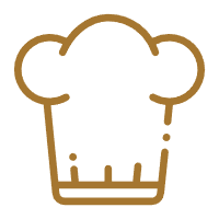 Stylized brown line art chef hat icon with classic shape at Oroshi Sushi Omakase, a Japanese Restaurant in Philadelphia