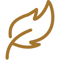 Minimalist brown hand-drawn leaf icon with simple lines at Oroshi Sushi Omakase, a Japanese Restaurant in Philadelphia