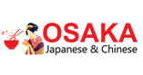 Logo for "Osaka Japanese & Chinese" with red text, a cartoon character, and a red heart graphic