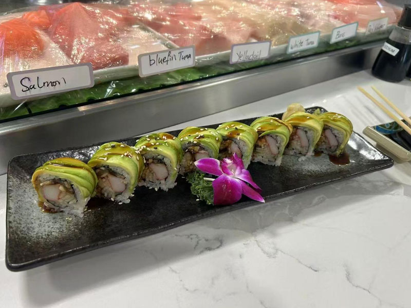 Avocado sushi roll plated at Osaka Sushi Hibachi Asian Kitchen, a Asian Restaurant in Lake City