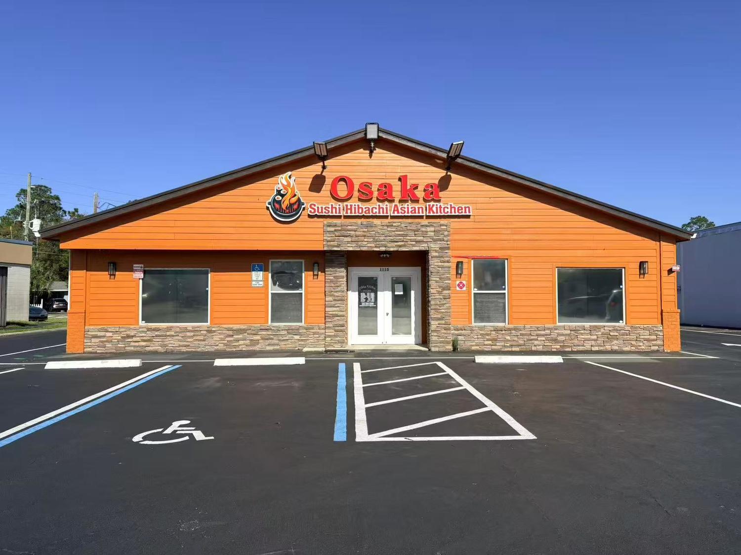Orange facade of Osaka Sushi Hibachi Asian Kitchen, a Asian Restaurant in Lake City