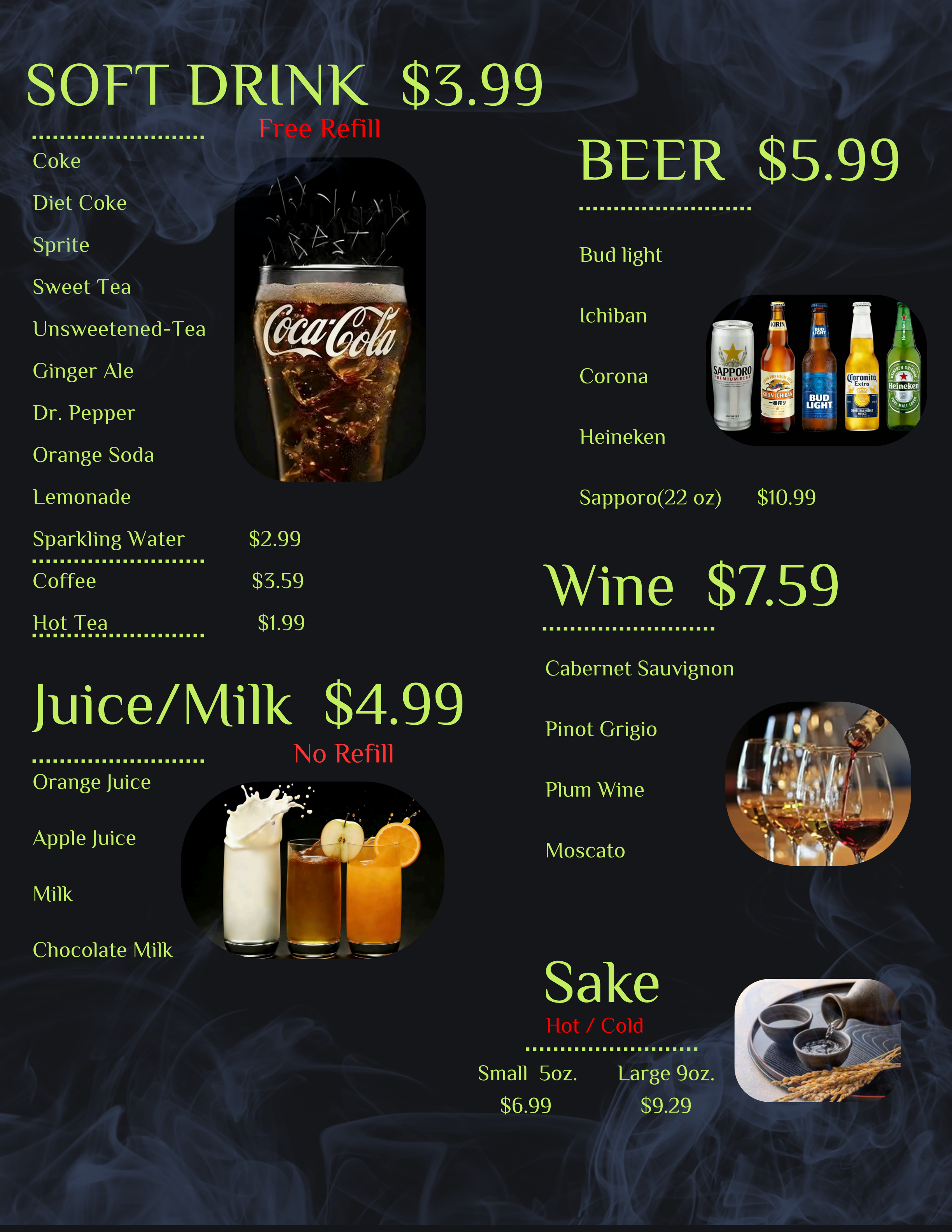 Restaurant menu 2, detailed description provided below