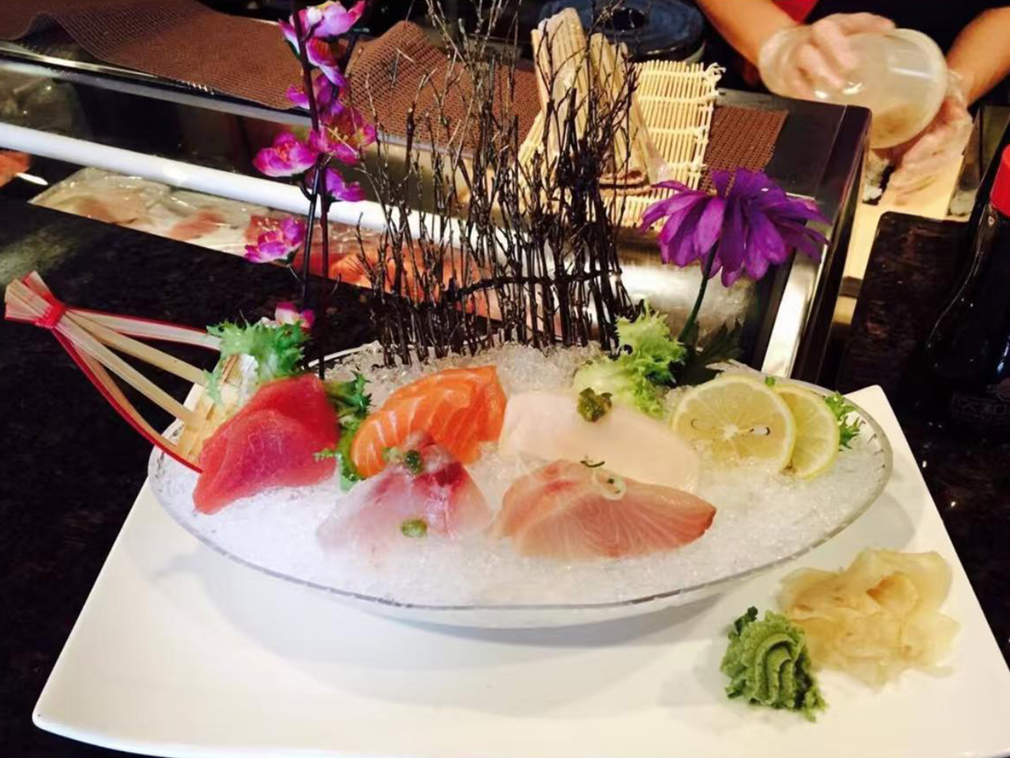 Assorted sashimi platter on ice at Osaka Sushi Bar, a Japanese Restaurant in Montgomery