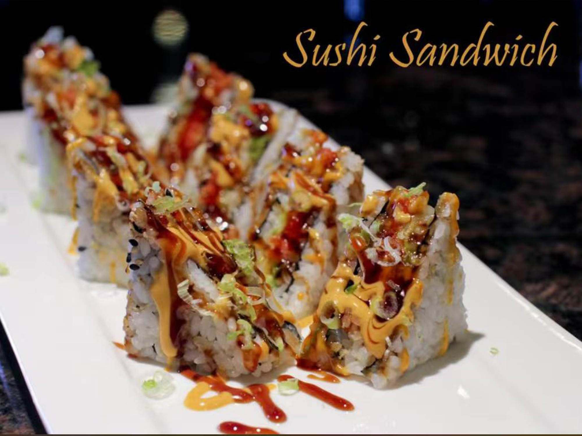 Sushi sandwich rolls with spicy sauces at Osaka Sushi Bar, a Japanese Restaurant in Montgomery
