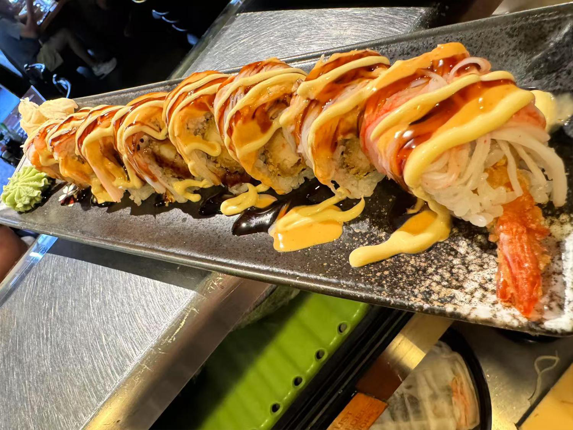 Special sushi roll with shrimp tempura and crab meat at Osaka Sushi Bar, a Japanese Restaurant in Montgomery