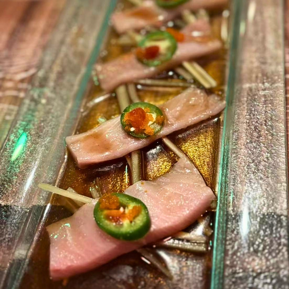 Spicy tuna sashimi with jalapeño and roe at Osaki Japanese Restaurant, a Japanese Restaurant in Hays