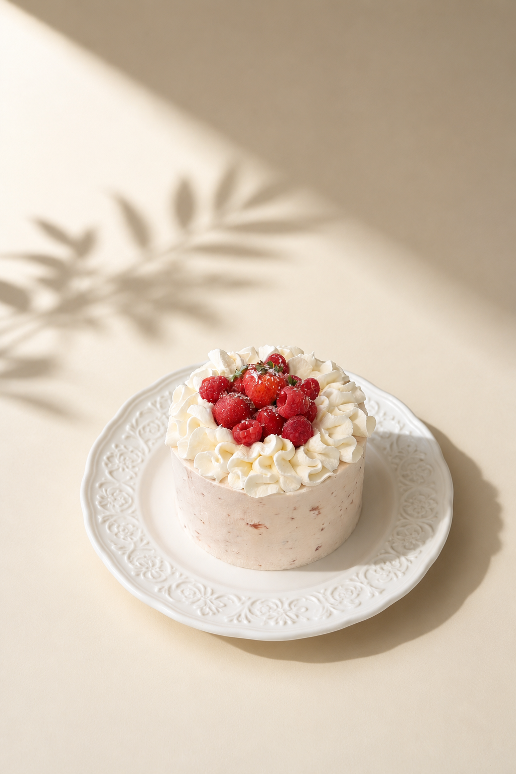 Raspberry cream cake with fresh berries at OUMI BAKERY, a Fine Dessert Bakery in Nashville