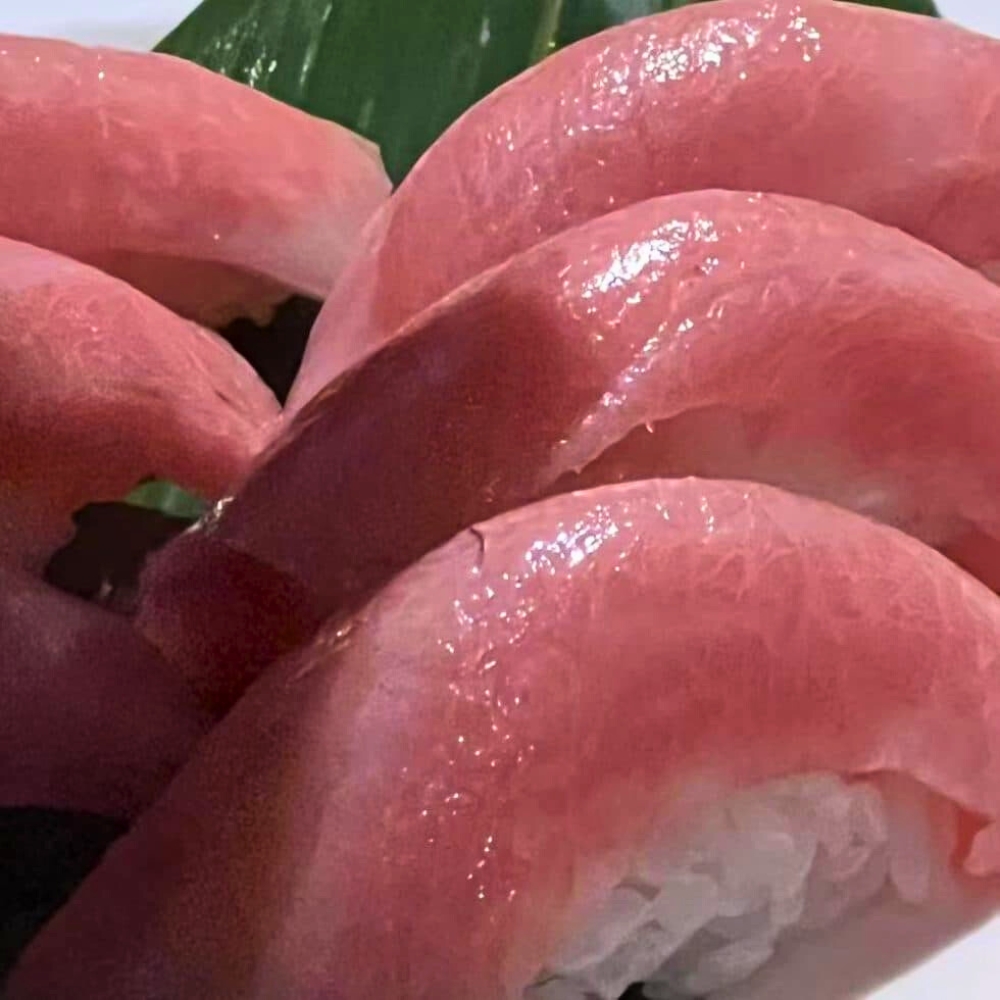 Premium otoro tuna nigiri sushi in close-up view