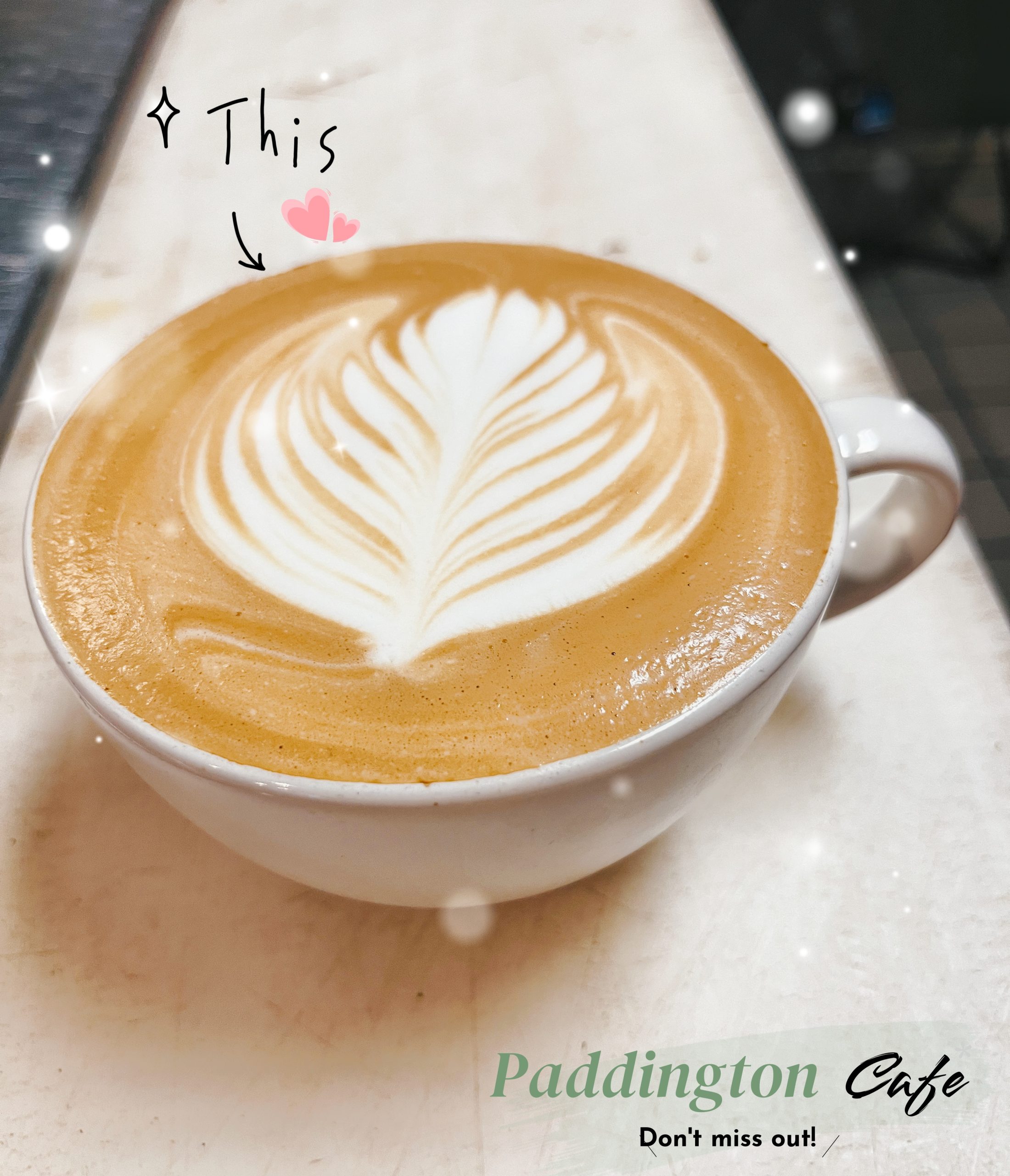 Latte at Paddington Café House in Oakland, California