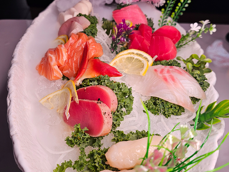 A lavish platter of assorted sashimi on ice at Pakusan Sushi & Grill, a Japanese Restaurant in Chandler