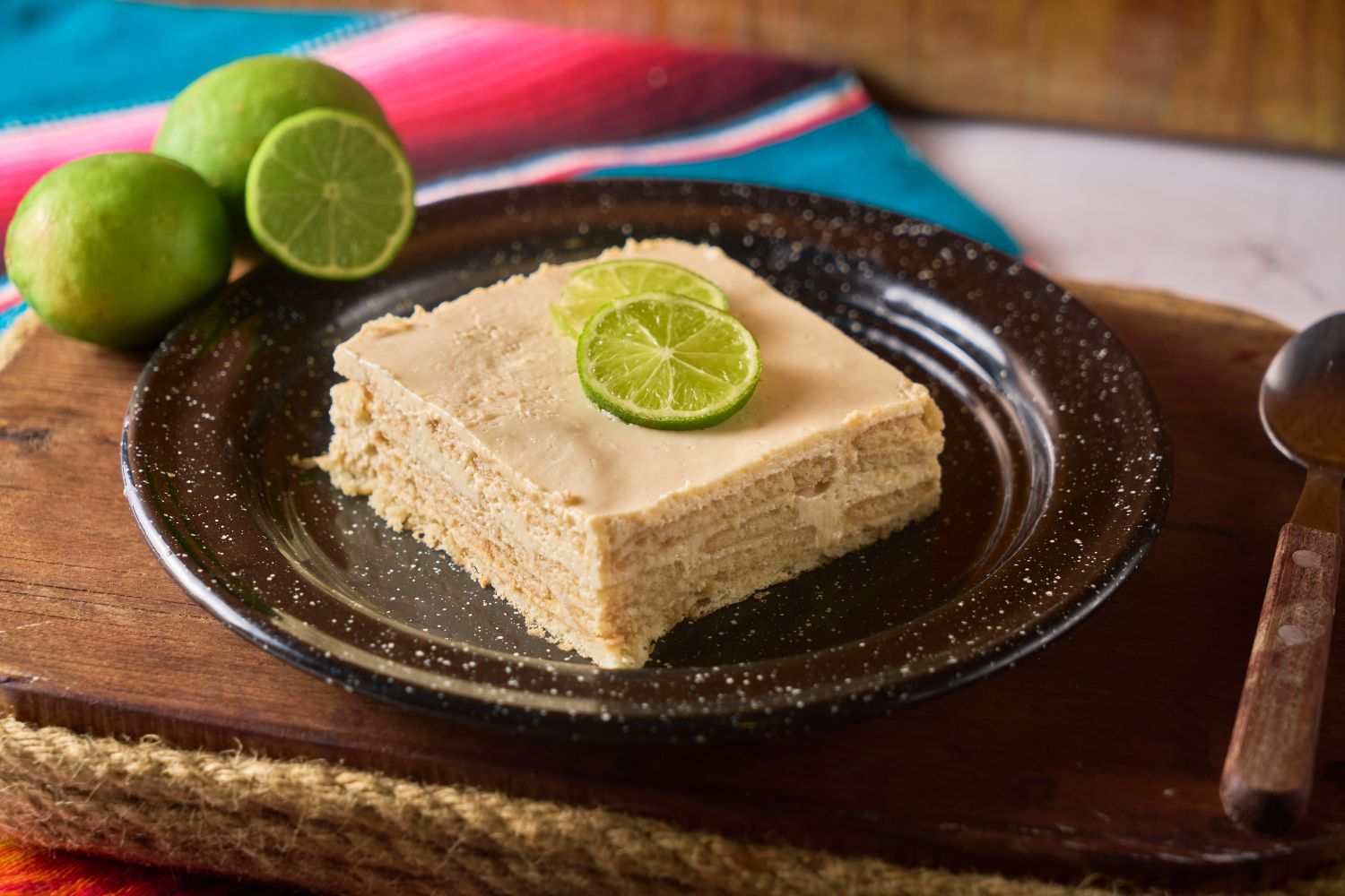 Carlota lime dessert with fresh lime slices at Panadería Corona, a Mexican Style Restaurant in Houston