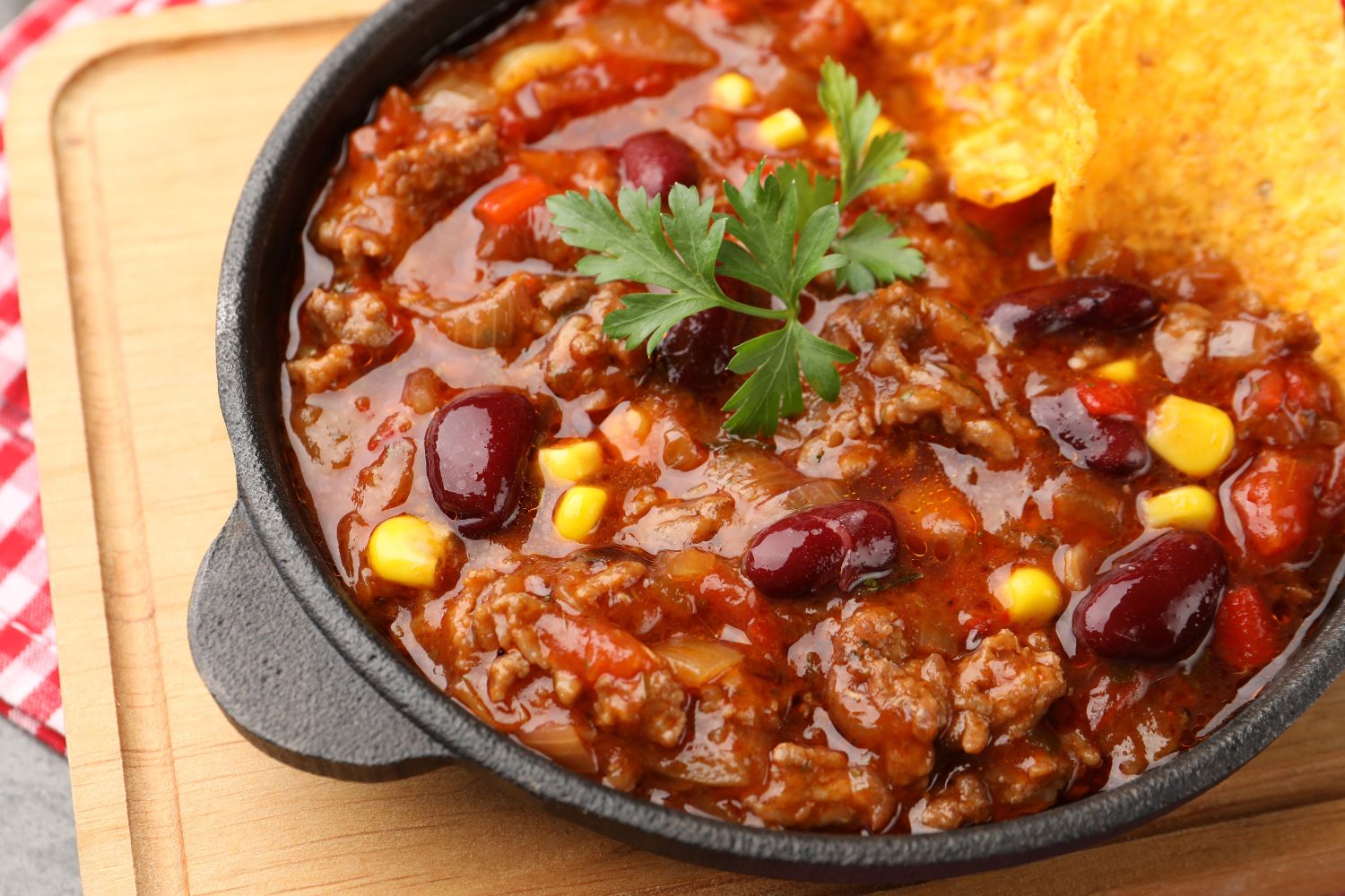 Hearty carne guisada beef stew with beans at Panadería Corona, a Mexican Style Restaurant in Houston