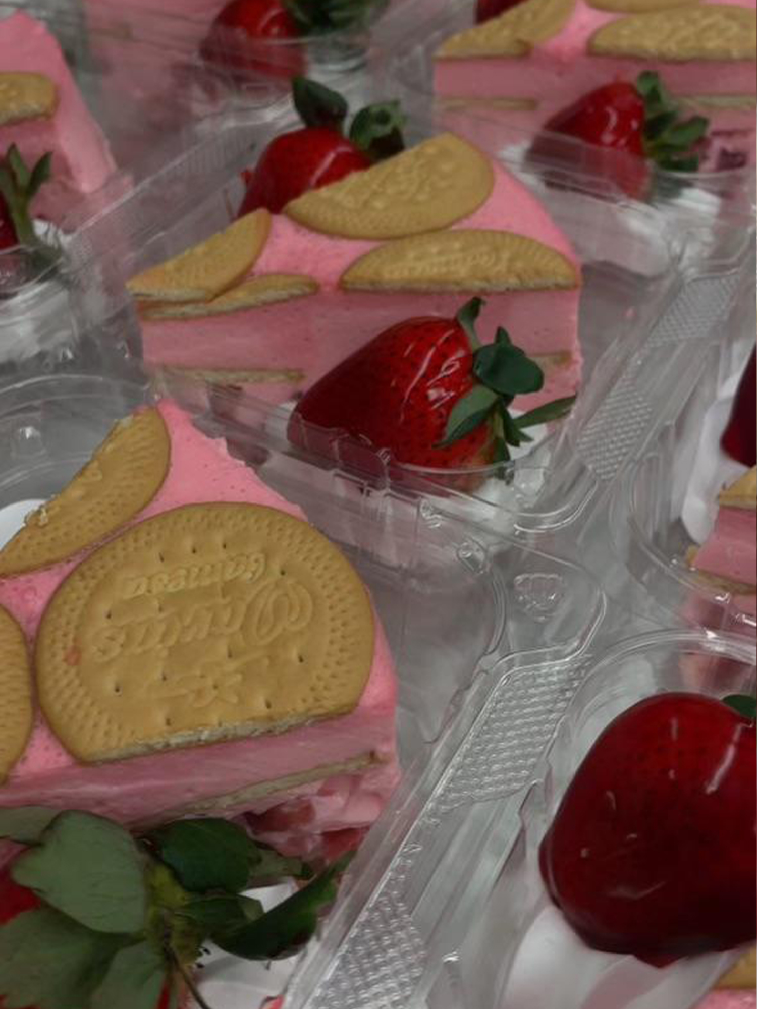 Strawberry Mousse Cake with Cookies at Panadería Corona, a Mexican Style Restaurant in Houston