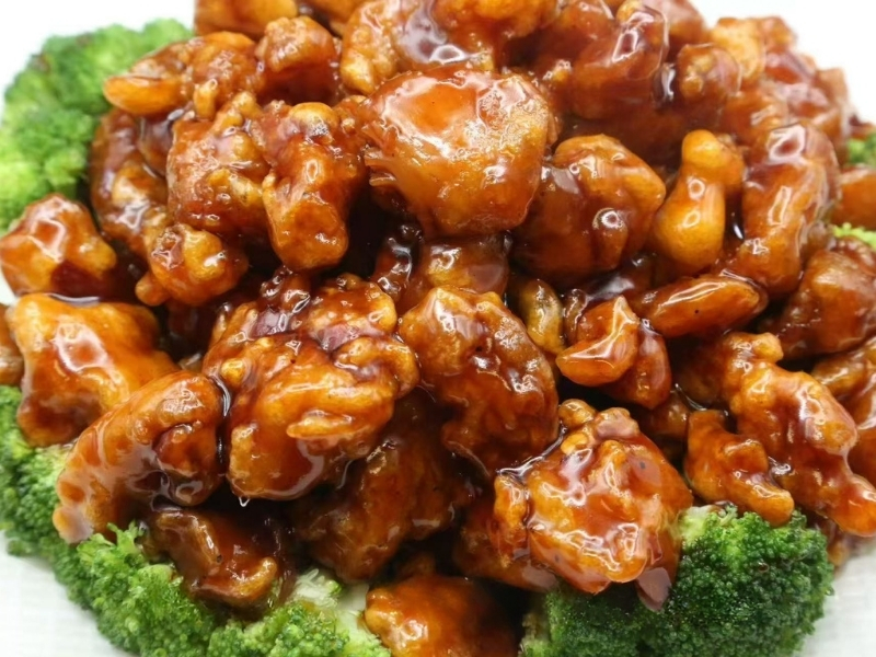 Crispy chicken in tangy sauce with broccoli at Panda Buffet Chinese Food, a Chinese Restaurant in Willoughby