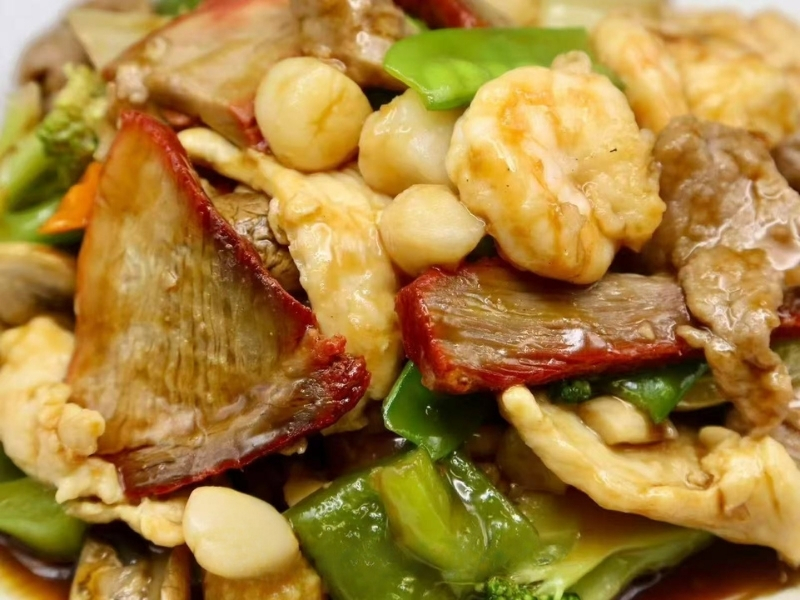 Assorted meats and veggies in rich sauce at Panda Buffet Chinese Food, a Chinese Restaurant in Willoughby