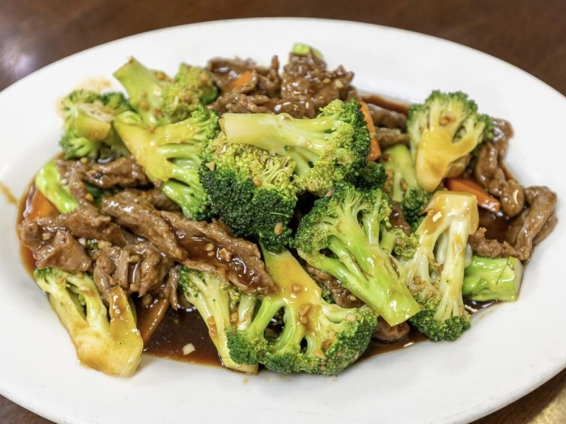 Tender beef and broccoli in savory sauce at Panda Hibachi, a Chinese Restaurant in Duncan