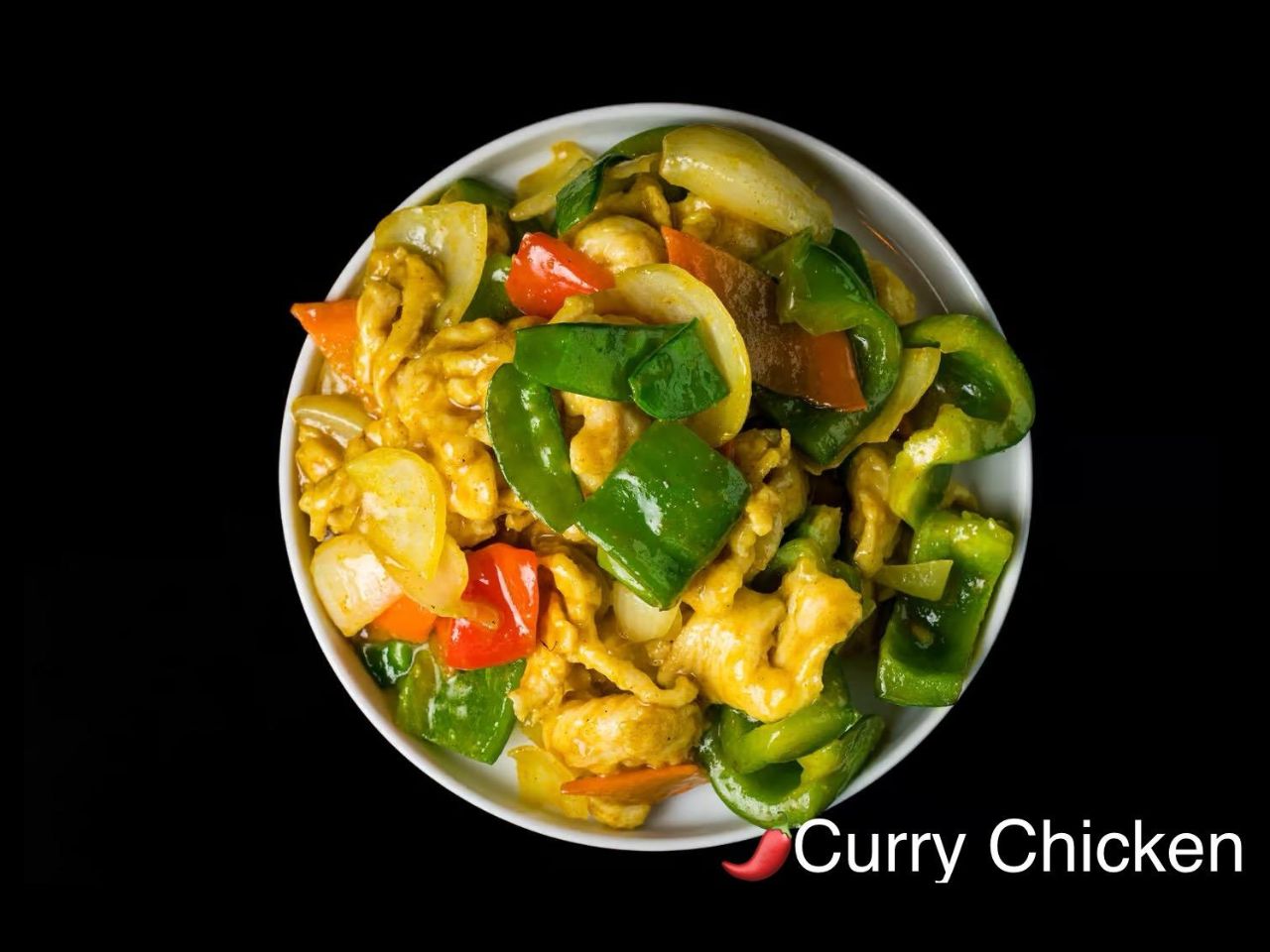 Curry chicken with peppers and onions at Pan Pann, a Chinese Restaurant in Livonia