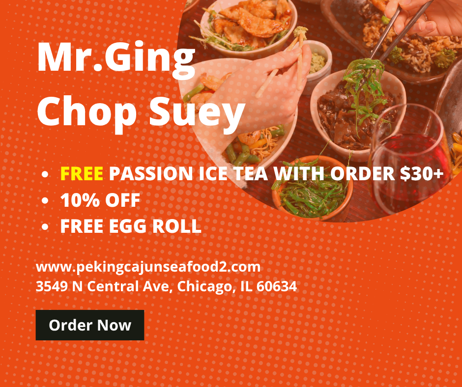 Mr. Ging Chop Suey: Free Tea/Egg Roll + 10% Off ($30+ Orders) Mr. Ging Chop Suey promo: $30+ orders get free passion iced tea + egg roll + 10% off.