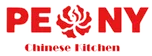 Logo of "PEONY Chinese Kitchen" with red text and a stylized peony flower emblem