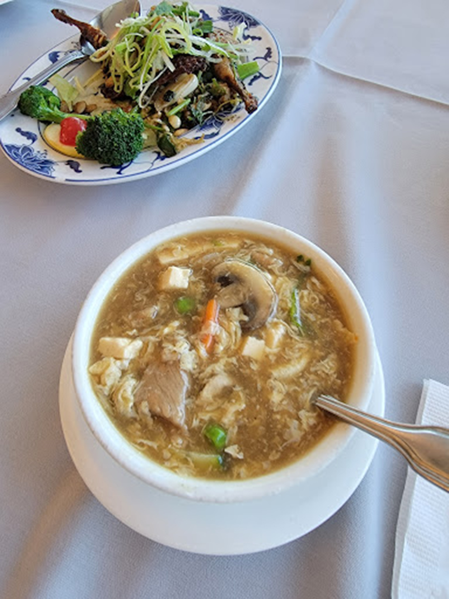 Tofu Veggie Soup Hearty soup with tofu, veggies and mushrooms at Peter Chu's Skyroom, a Chinese restaurant in Redding