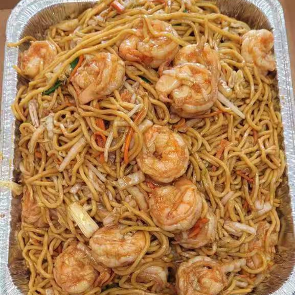 Noodles stir-fried with shrimp and veggies at PHO 1, a Vietnamese Restaurant in Flanders.