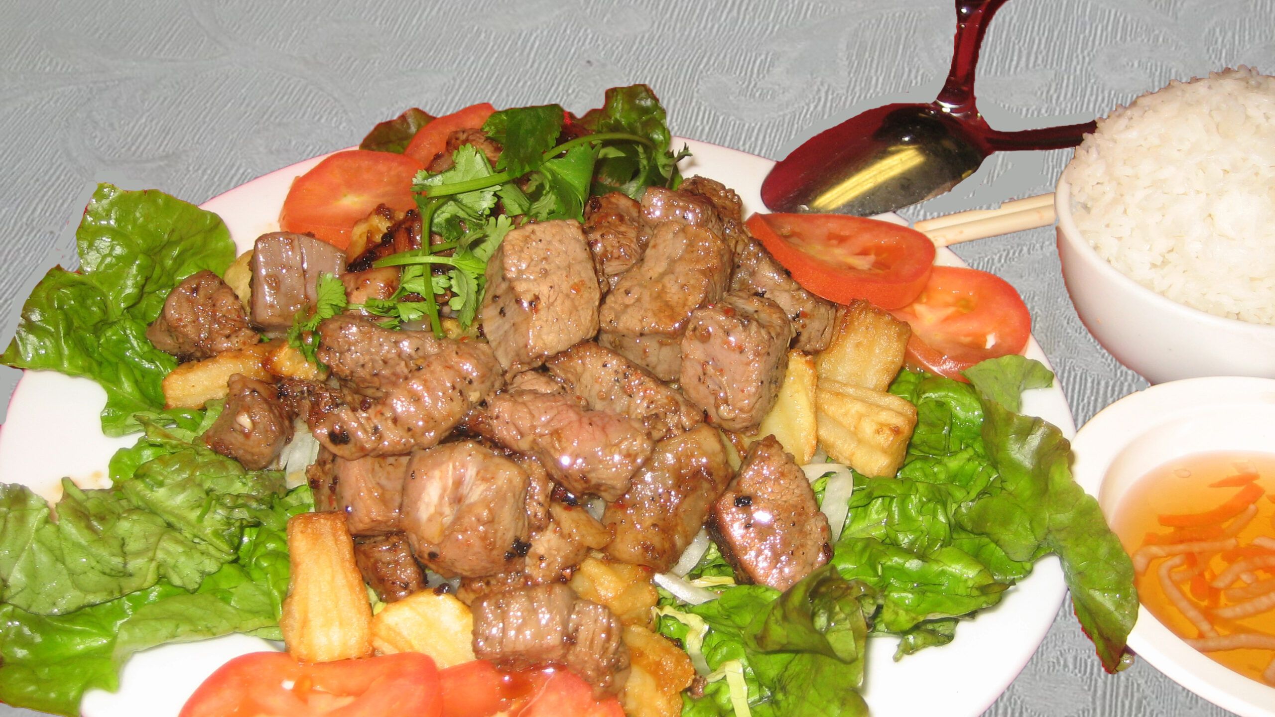 Shaking Beef at Pho & Banh Mi Saigonese, Vietnamese Restaurant in Wheaton
