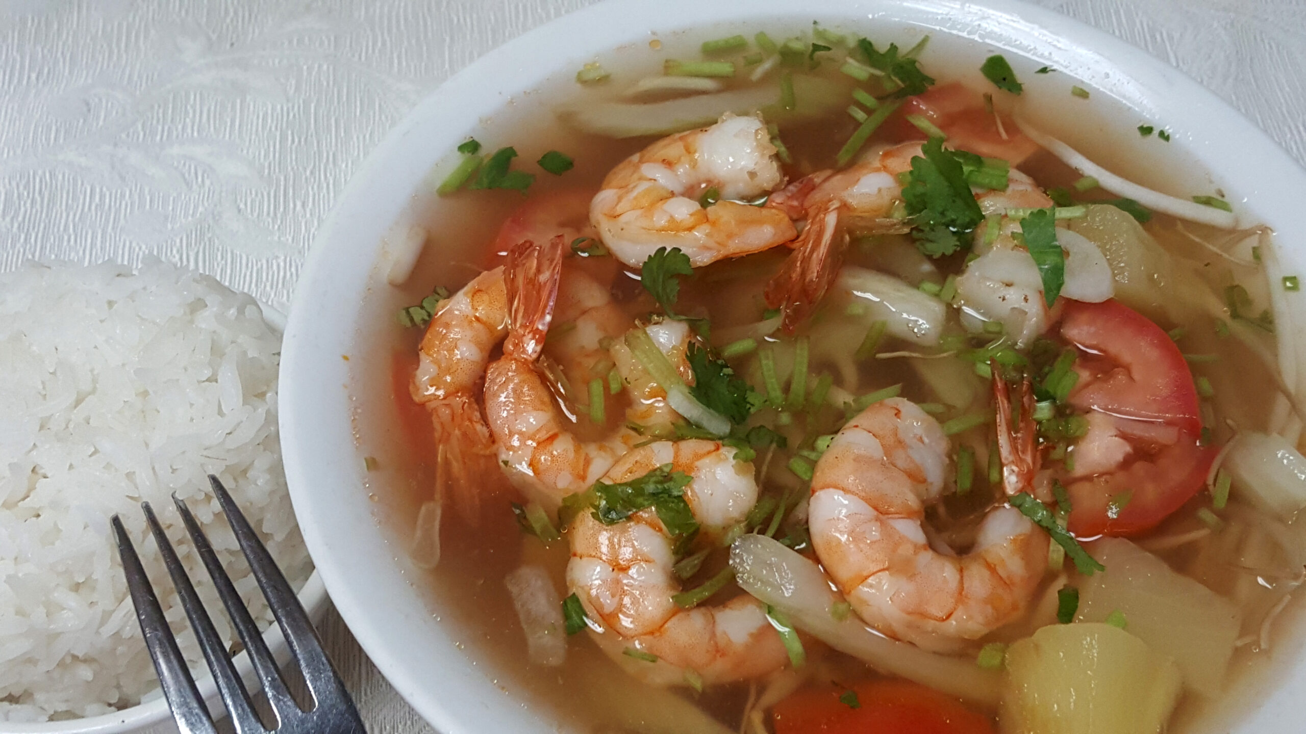 Vietnamese Sweet and Sour Shrimp Soup at Pho & Banh Mi Saigonese, Vietnamese Restaurant in Wheaton