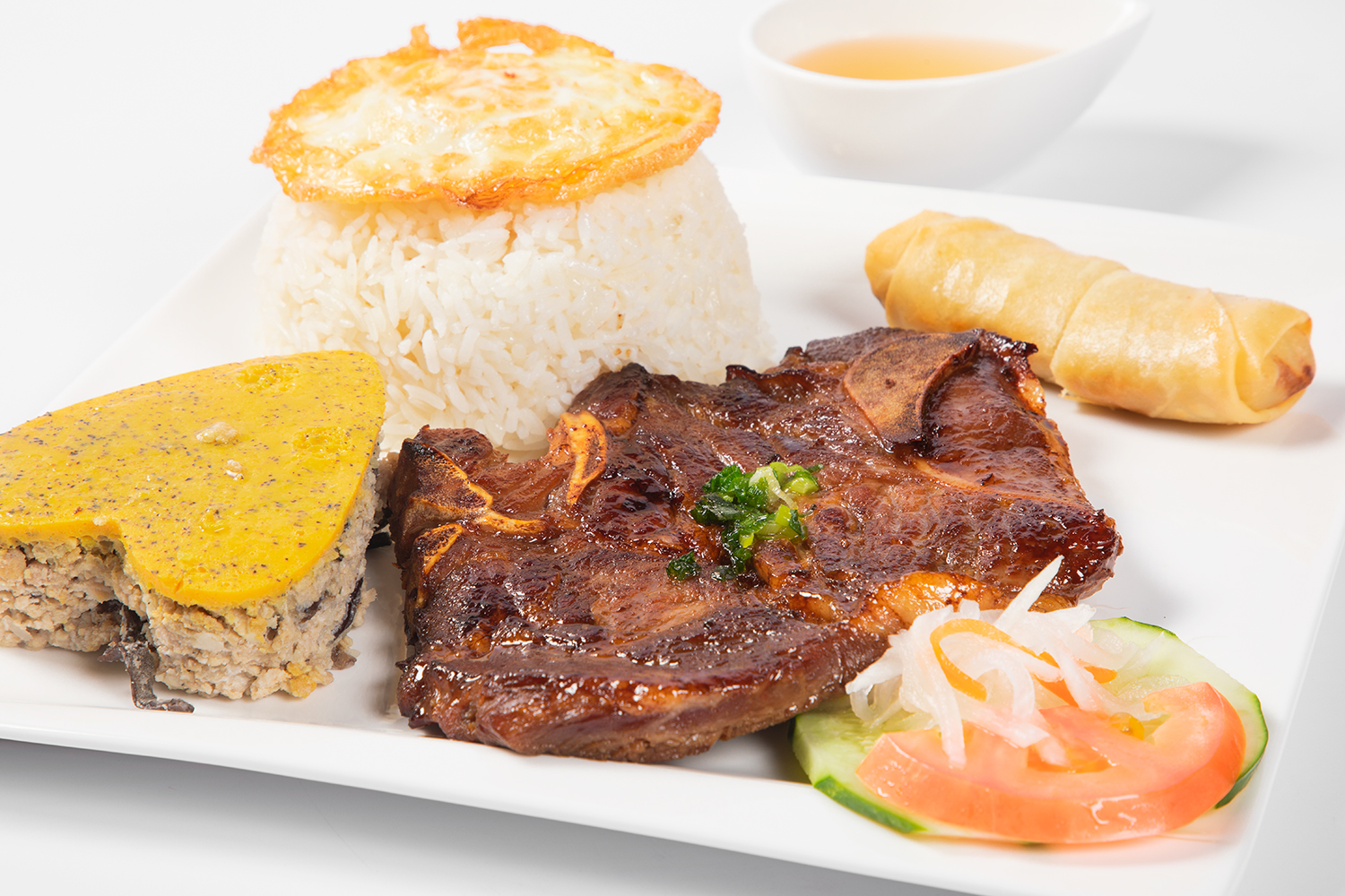 Special Grilled Pork Chop Rice Plate at Pho Fans, Vietnamese Restaurant in Smithtown