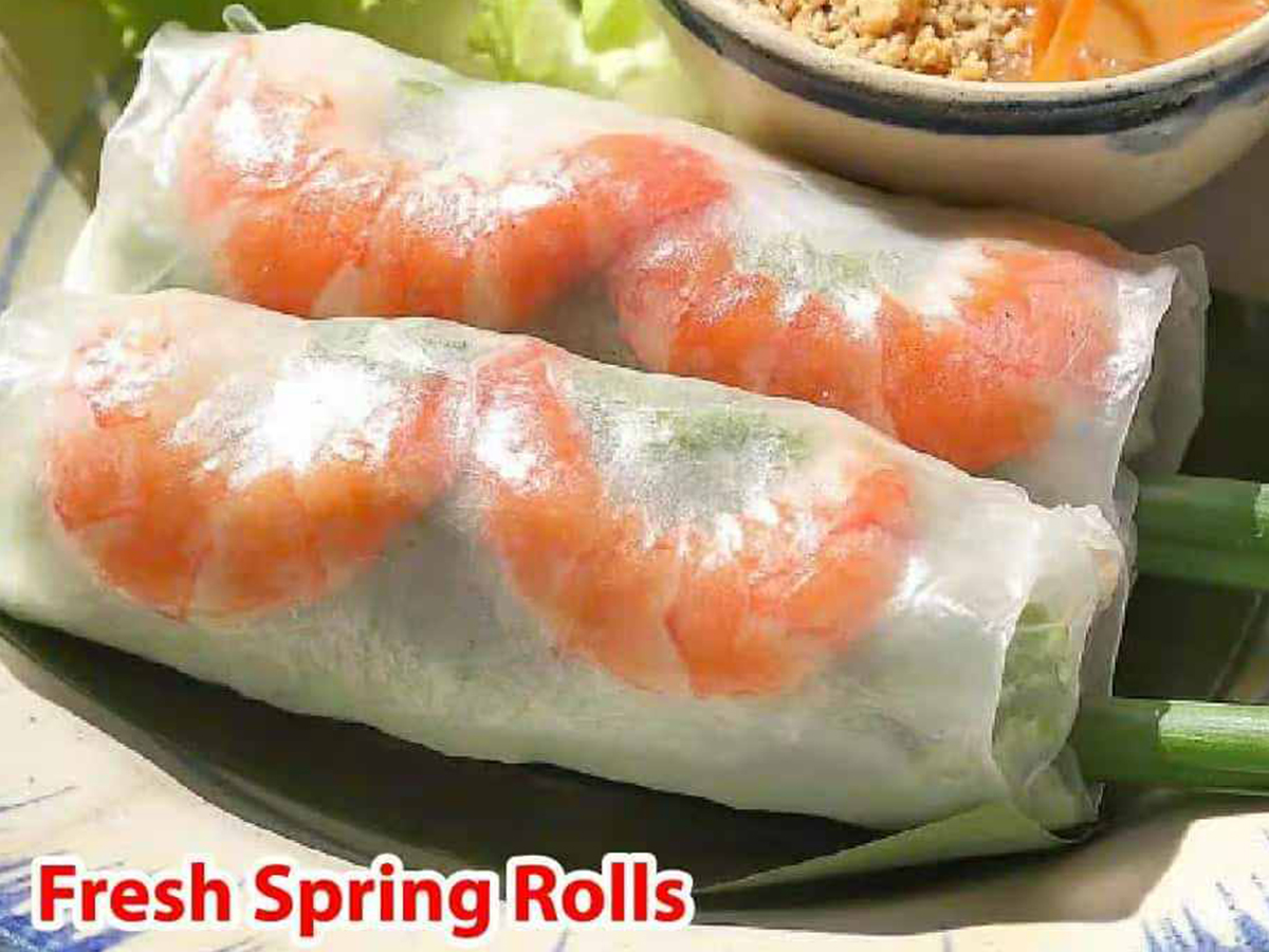 Pho-House-Asian-Fusion-Restaurant-Fresh-Spring-Rolls-Carmichael Vietnamese fresh spring rolls with shrimp and vegetables at Pho House, a Asian Fusion Restaurant in Carmichael