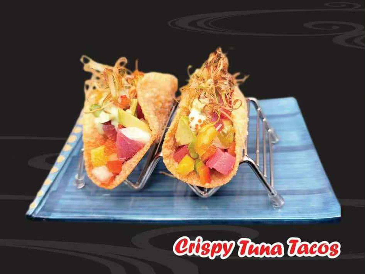 Pho-House-Asian-Fusion-Restaurant-Crispy-Tuna-Tacos-Carmichael Two crispy wonton tacos filled with fresh tuna poke at Pho House, a Asian Fusion Restaurant in Carmichael