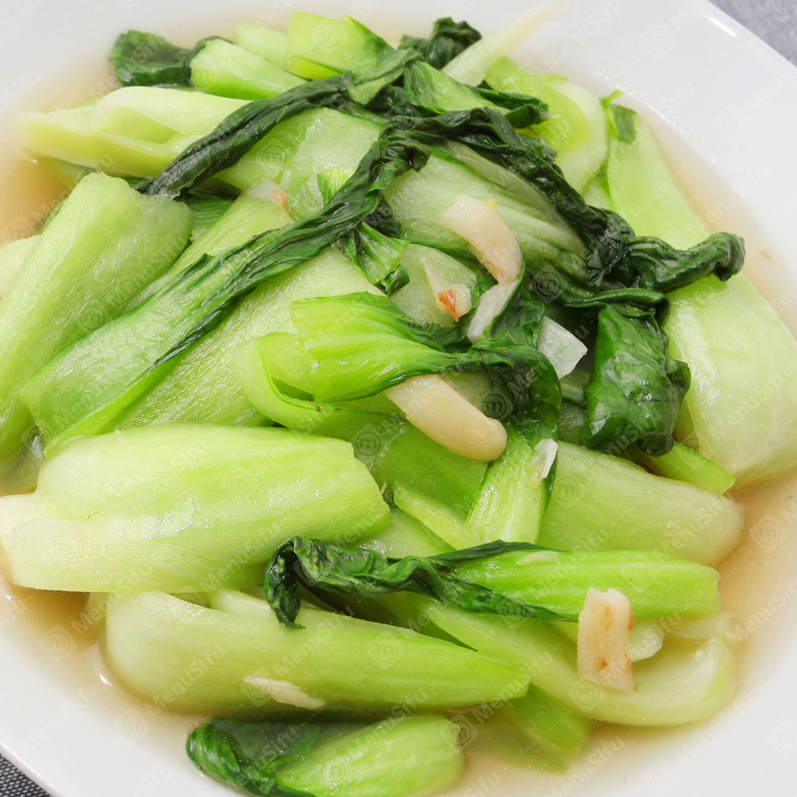 Stir - fried bok choy with garlic in light sauce at Pho Real - Southeast Asian Restaurant in New York
