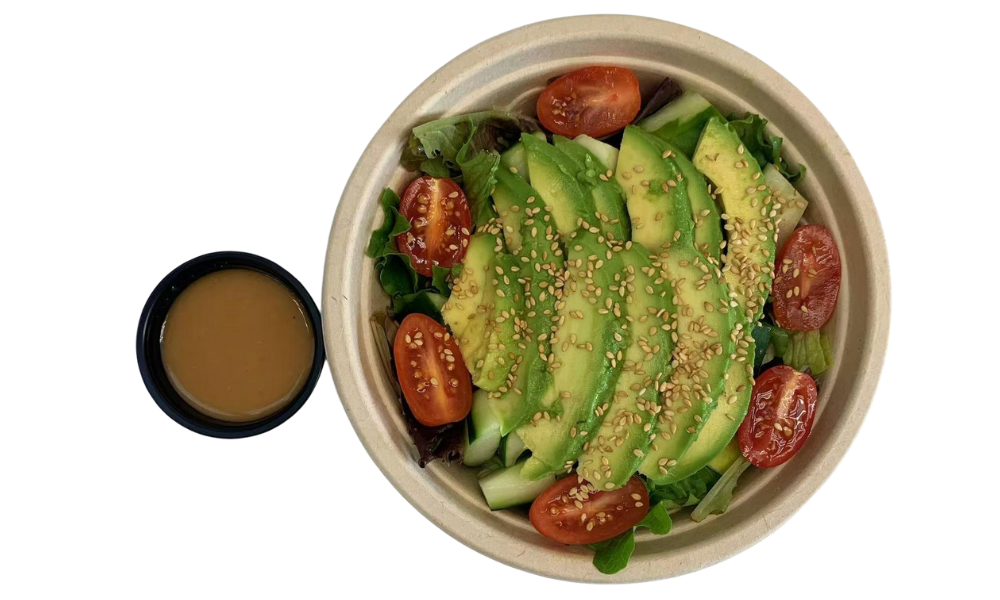 Fresh salad with avocado, tomatoes, and sesame seeds at Poke 46, a Japanese Restaurant in Pine Brook