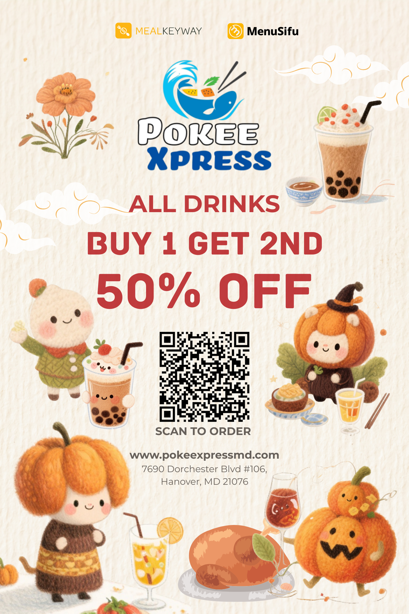 All Drinks – Buy 1, Get the 2nd 50% Off!