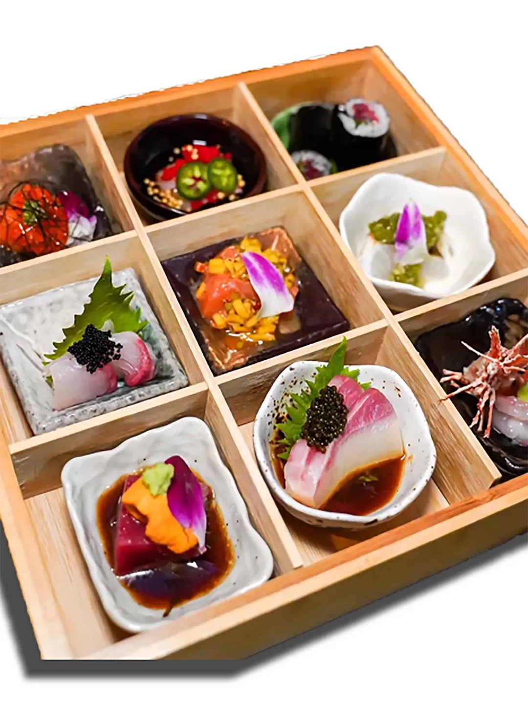 Assorted premium sashimi bento box at Poke Fresh, a Poke bar in Houston