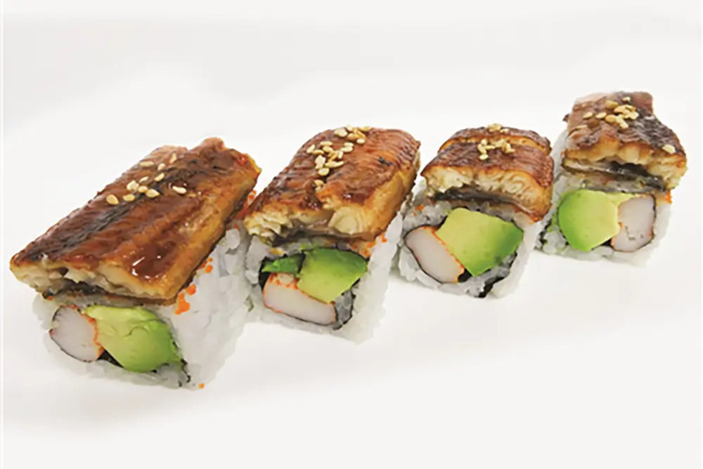 Grilled eel avocado crab sushi roll at Poke Fresh, a Poke bar in Houston