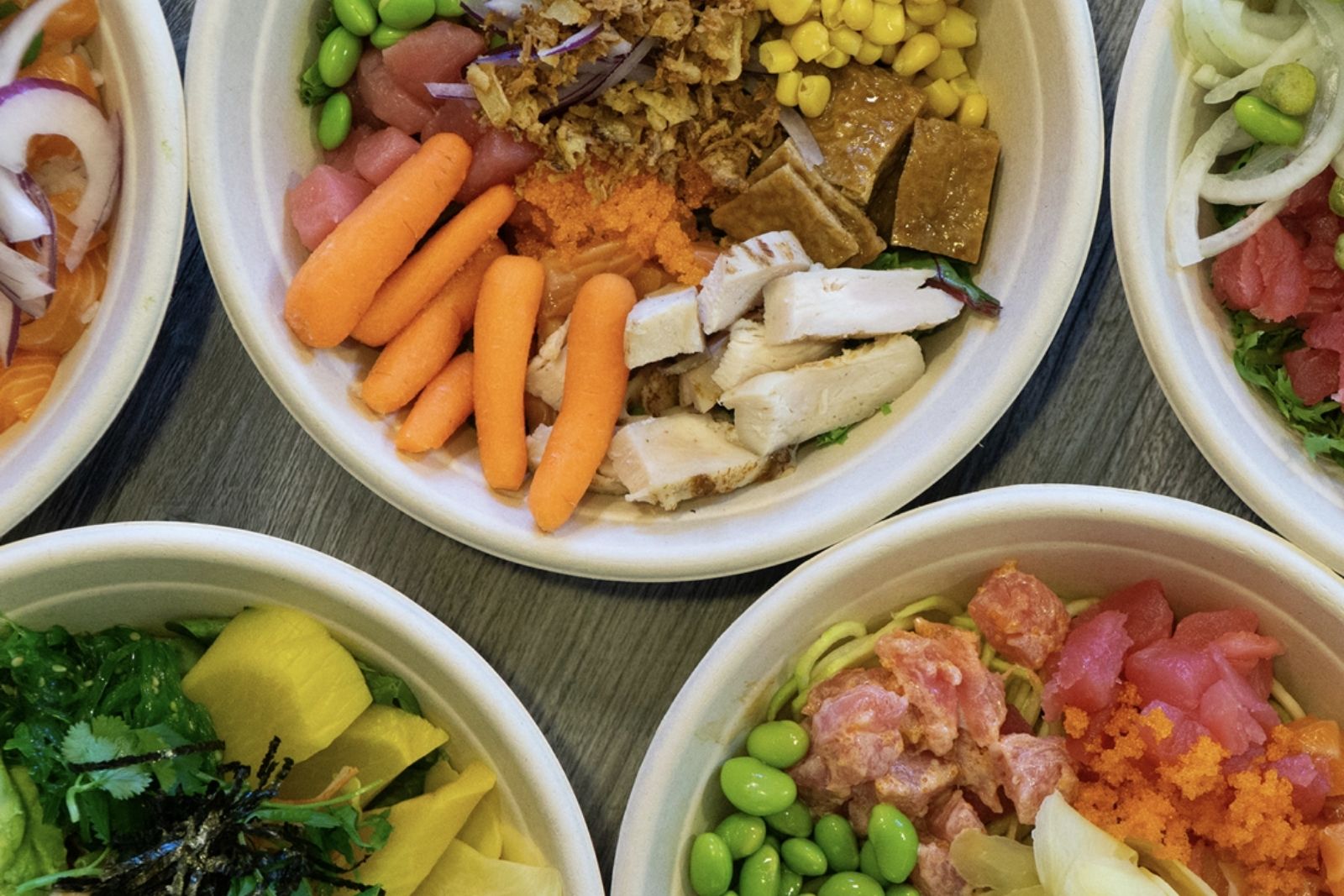 Poke bowls with tuna, chicken, carrots and edamame at Poke King, a Hawaiian Restaurant in Spokane