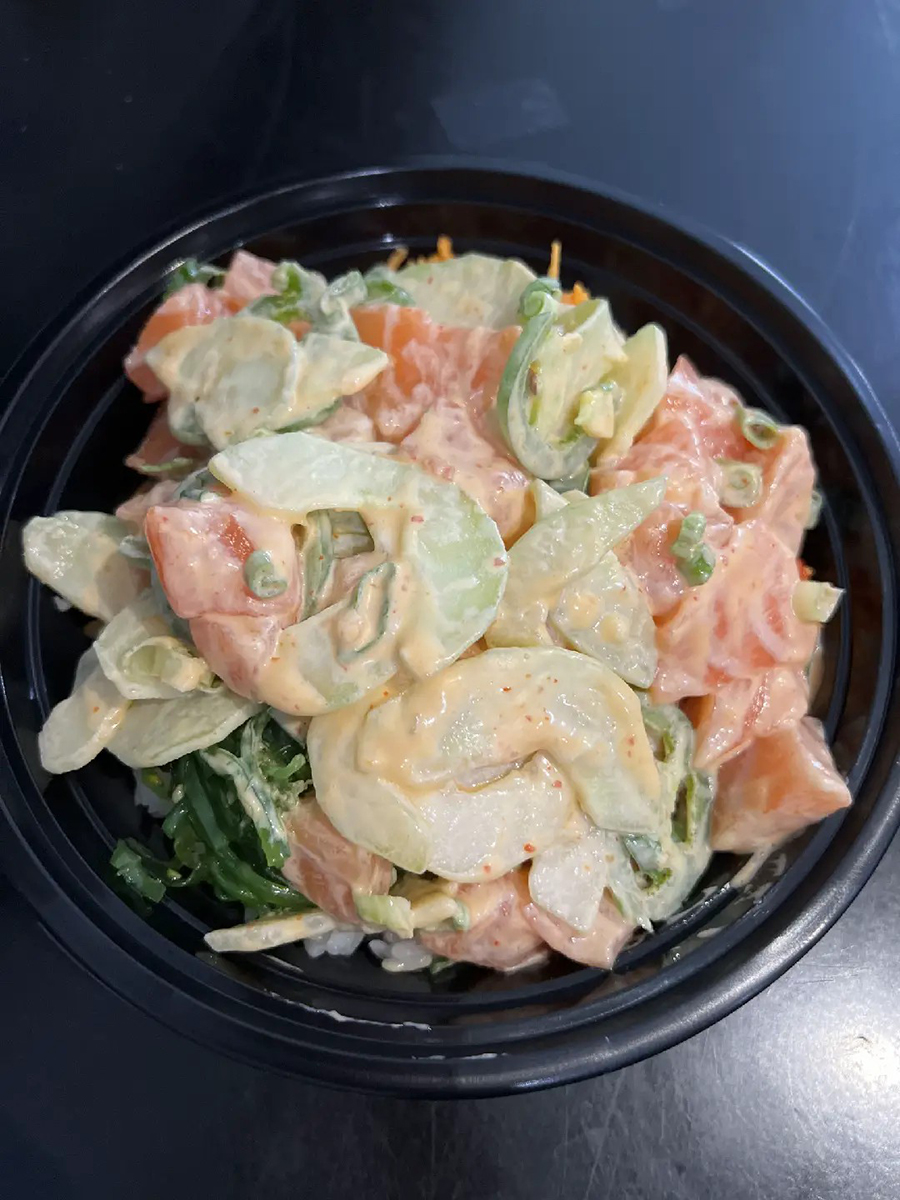 Salmon and Cucumber Salad Bowl at Poke Kitchen，a Poke Bowl and Sushi Restaurant in San Leandro