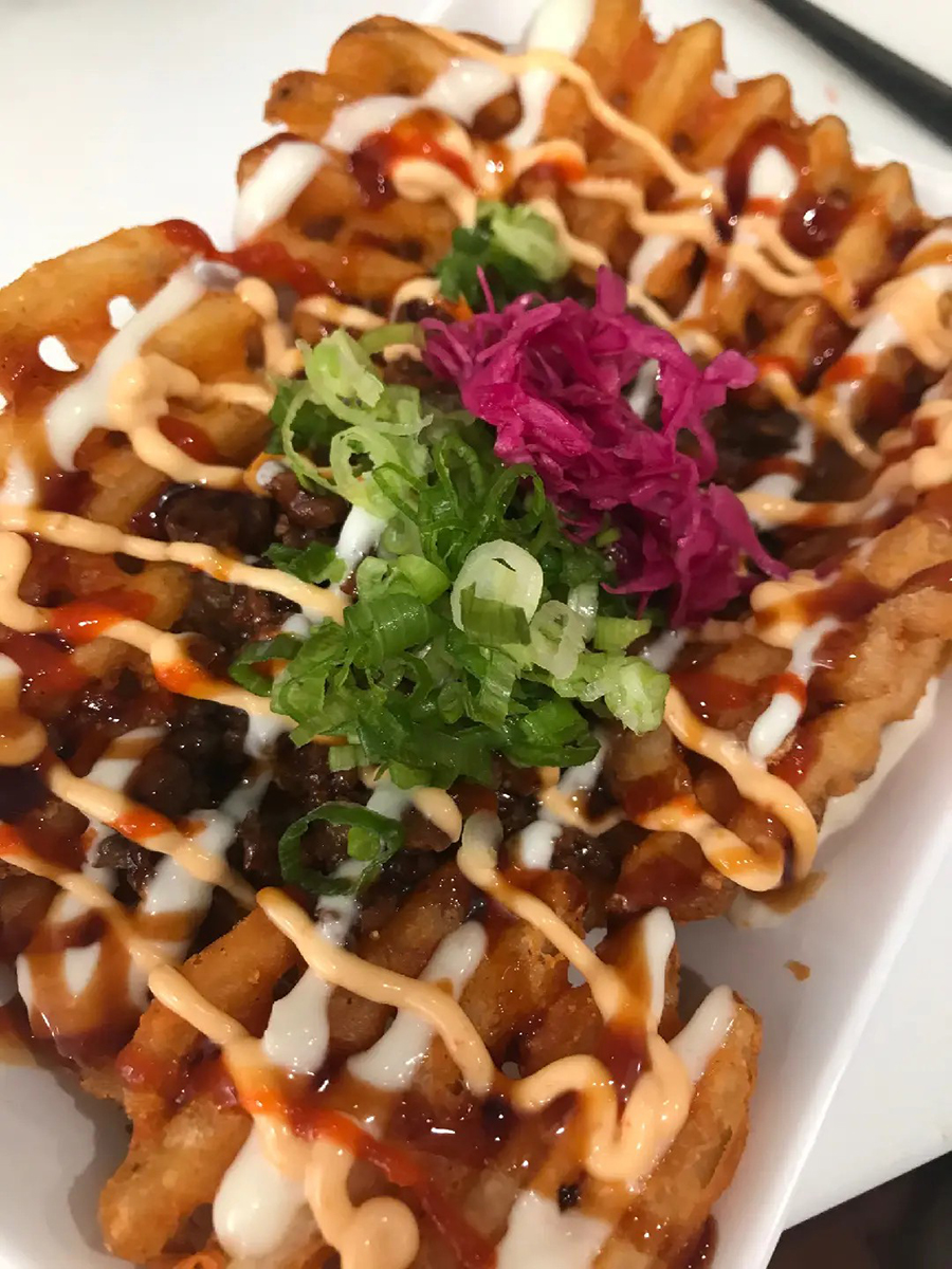 Loaded Waffle Fries with Toppings at Poke Kitchen，a Poke Bowl and Sushi Restaurant in San Leandro