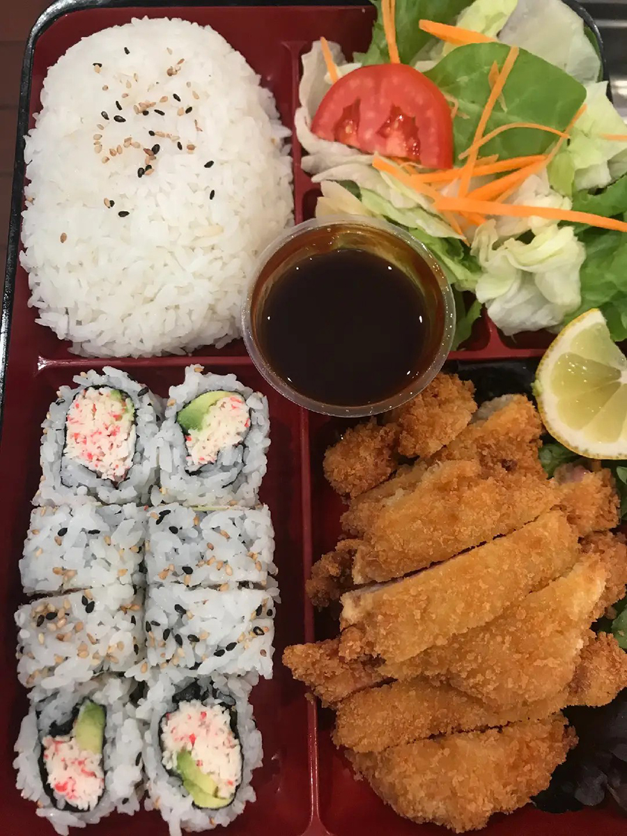 Bento Box with Sushi and Tonkatsu at Poke Kitchen，a Poke Bowl and Sushi Restaurant in San Leandro