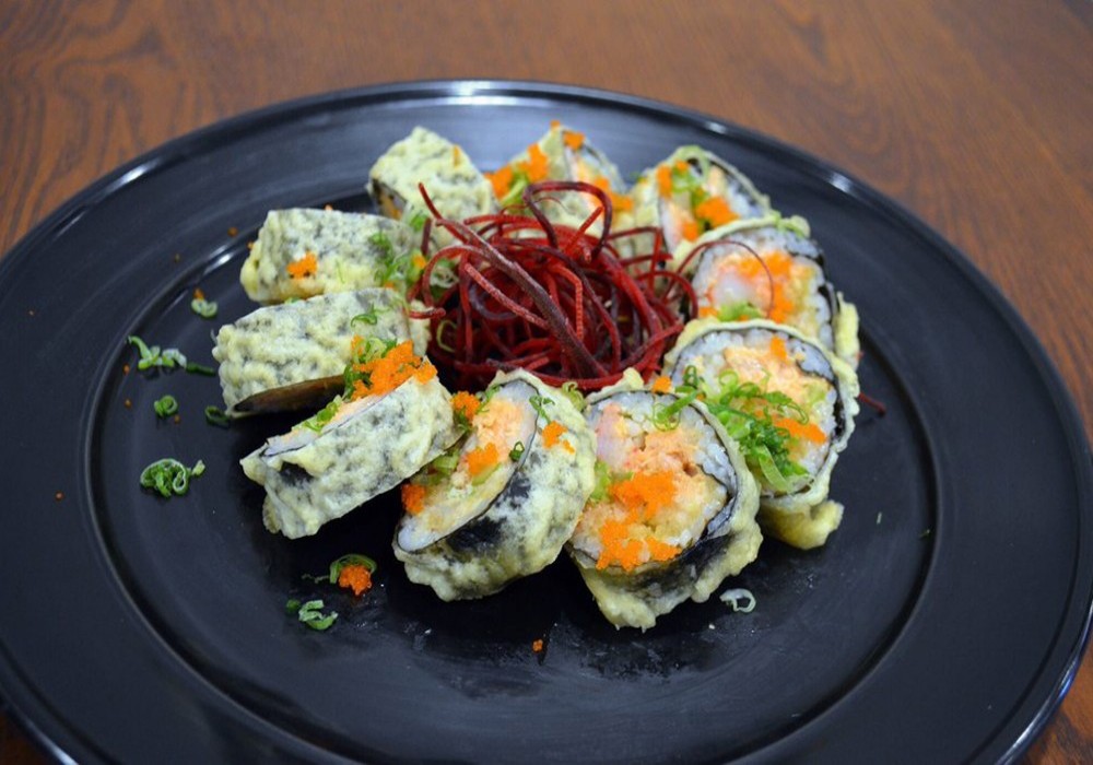 Crispy fried spicy tuna sushi roll with fish roe at Poke Zone, a Japanese Restaurant in Edgewater