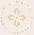 Decorative floral logo with "Pop Rice Creamery" text, at Pop Onigiri, a Dessert Shop in Bonita Springs