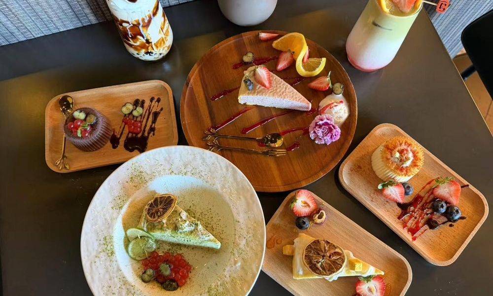 Assorted desserts A variety of cakes and pastries with fruits at Pop Ice Cream, a Dessert Shop restaurant in Bonita Springs